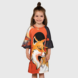Платье клеш для девочки Хитрый лис в закате, цвет: 3D-принт — фото 2