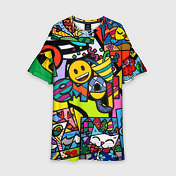 Платье клеш для девочки Romero Britto - emoji, цвет: 3D-принт