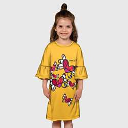 Платье клеш для девочки Romero Britto - flying hearts, цвет: 3D-принт — фото 2