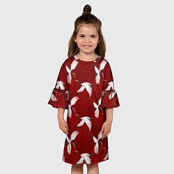 Платье клеш для девочки Восточный узор Журавли, цвет: 3D-принт — фото 2