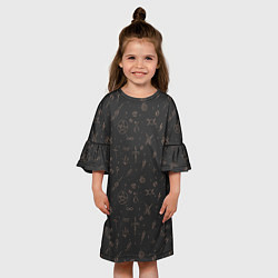 Платье клеш для девочки Паттерн пентаграмма черный, цвет: 3D-принт — фото 2