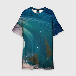 Платье клеш для девочки Геометрия на волне, цвет: 3D-принт