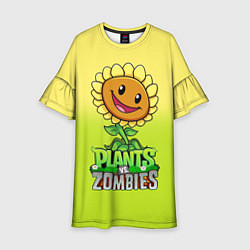 Платье клеш для девочки Plants vs Zombies - Подсолнух, цвет: 3D-принт