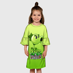 Платье клеш для девочки Plants vs Zombies - Горохострел, цвет: 3D-принт — фото 2