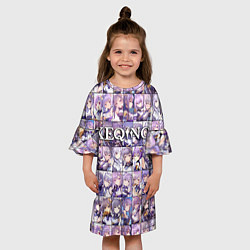 Платье клеш для девочки Genshin Impact Keqing Гениш Импакт Кецин, цвет: 3D-принт — фото 2