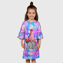 Платье клеш для девочки Забавный гном в шапке, цвет: 3D-принт — фото 2