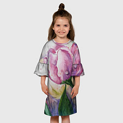 Платье клеш для девочки Весенняя нежность, цвет: 3D-принт — фото 2