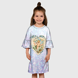 Платье клеш для девочки Ангел в сердце День Святого Валентина, цвет: 3D-принт — фото 2