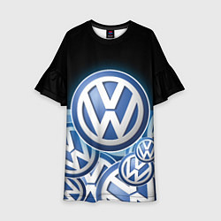 Платье клеш для девочки Volkswagen Большое лого паттерн, цвет: 3D-принт