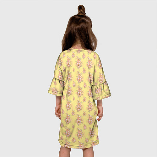 Детское платье Розовые пионы на желтом фоне / 3D-принт – фото 4