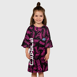 Платье клеш для девочки SUBARU STI PATTERN, цвет: 3D-принт — фото 2