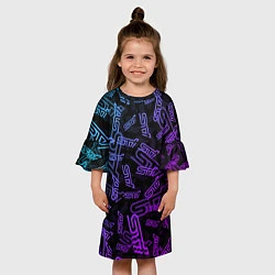 Платье клеш для девочки STI NEON PATTERN, цвет: 3D-принт — фото 2