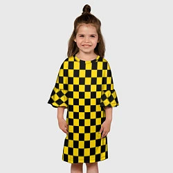 Платье клеш для девочки Такси Шахматные Клетки, цвет: 3D-принт — фото 2