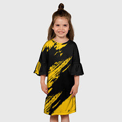 Платье клеш для девочки BLACK AND YELLOW GRUNGE ГРАНЖ, цвет: 3D-принт — фото 2