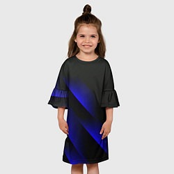 Платье клеш для девочки Blue Fade 3D Синий градиент, цвет: 3D-принт — фото 2