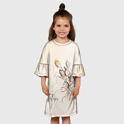 Платье клеш для девочки Весеннее письмо, цвет: 3D-принт — фото 2