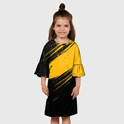 Платье клеш для девочки Black and yellow grunge, цвет: 3D-принт — фото 2