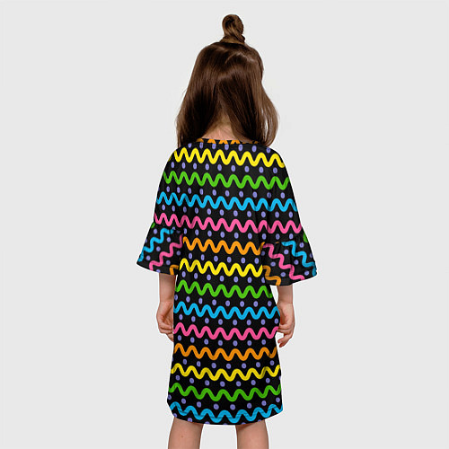 Детское платье Разноцветные волнистые линии / 3D-принт – фото 4