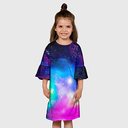 Платье клеш для девочки Colorful Space Космос, цвет: 3D-принт — фото 2