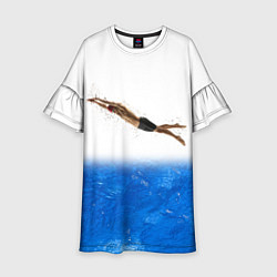 Платье клеш для девочки Спортивное плавание Aqua sport, цвет: 3D-принт