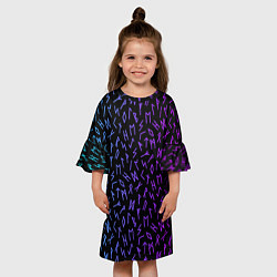 Платье клеш для девочки Рунический алфавит Neon pattern, цвет: 3D-принт — фото 2
