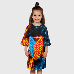 Платье клеш для девочки АТАКА ТИТАНОВ БИТВА ОГНЕЙ ATTACK ON TITAN FIRE, цвет: 3D-принт — фото 2