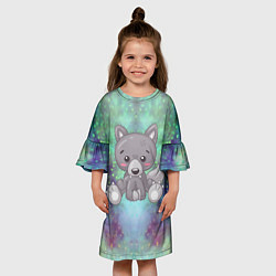 Платье клеш для девочки Маленький серый волк, цвет: 3D-принт — фото 2