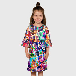 Платье клеш для девочки Комикс Бравл старс Все персонажи, цвет: 3D-принт — фото 2