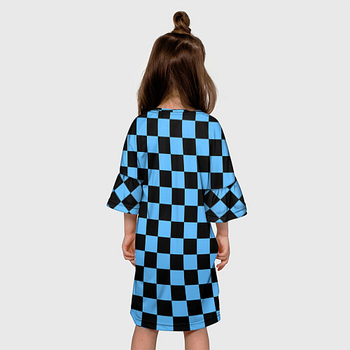 Детское платье Шахматная доска Синяя / 3D-принт – фото 4