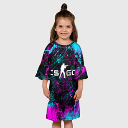 Платье клеш для девочки КС ГО НЕОН CS GO NEON, цвет: 3D-принт — фото 2