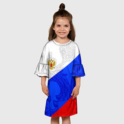 Платье клеш для девочки Российский герб: триколор, цвет: 3D-принт — фото 2