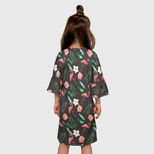 Детское платье Фламинго и цветы паттерн / 3D-принт – фото 4