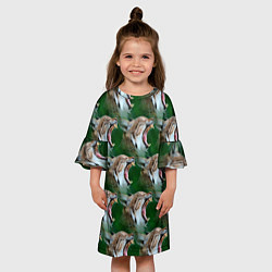 Платье клеш для девочки Рысь паттерн, цвет: 3D-принт — фото 2