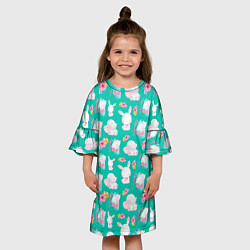 Платье клеш для девочки Маленькие зайчата, цвет: 3D-принт — фото 2