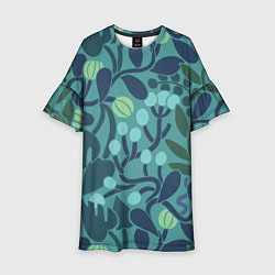 Платье клеш для девочки Запутанные растения, цвет: 3D-принт