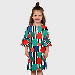 Платье клеш для девочки Геометрический разноцветный узор, цвет: 3D-принт — фото 2