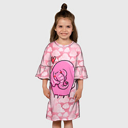 Платье клеш для девочки Розовый влюбленный слон, цвет: 3D-принт — фото 2
