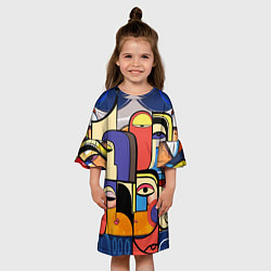 Платье клеш для девочки Глазки - арт, цвет: 3D-принт — фото 2