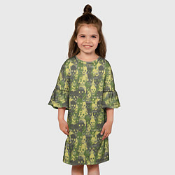 Платье клеш для девочки Черепа - камуфляж, цвет: 3D-принт — фото 2