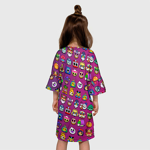 Детское платье Значки на скины Бравл Старс Brawl Розовыйградиент / 3D-принт – фото 4