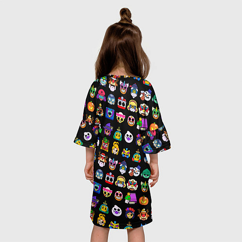 Детское платье Значки на скины Бравл Старс Brawl Черный Пины / 3D-принт – фото 4