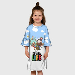 Платье клеш для девочки Toca Life Sky, цвет: 3D-принт — фото 2