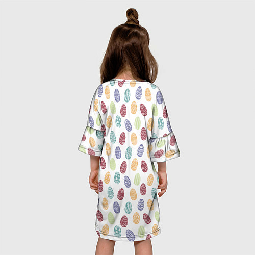 Детское платье Пасхальные яйца Паттерн на белом фоне / 3D-принт – фото 4