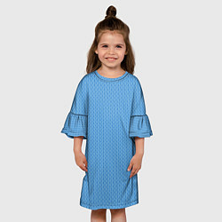 Платье клеш для девочки Вязаный узор голубого цвета, цвет: 3D-принт — фото 2