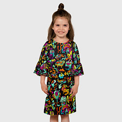 Платье клеш для девочки Прикольный красочный паттерн, цвет: 3D-принт — фото 2