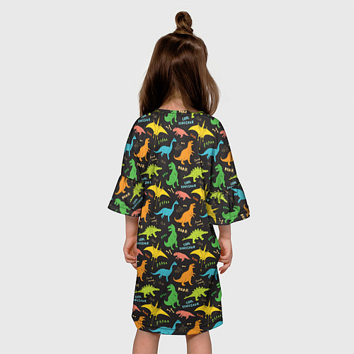 Детское платье Разноцветные Динозавры / 3D-принт – фото 4