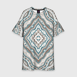 Платье клеш для девочки Абстракция Узор голубого цвета, цвет: 3D-принт