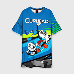 Платье клеш для девочки 2 чашечки cuphead, цвет: 3D-принт