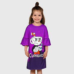 Платье клеш для девочки Недовольная чашечка cuphead, цвет: 3D-принт — фото 2