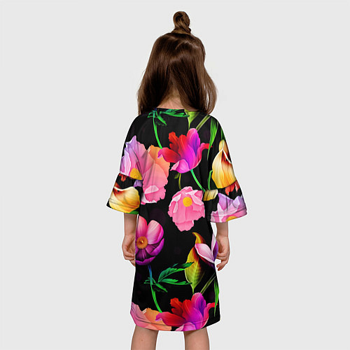 Детское платье Цветочный узор Floral pattern / 3D-принт – фото 4